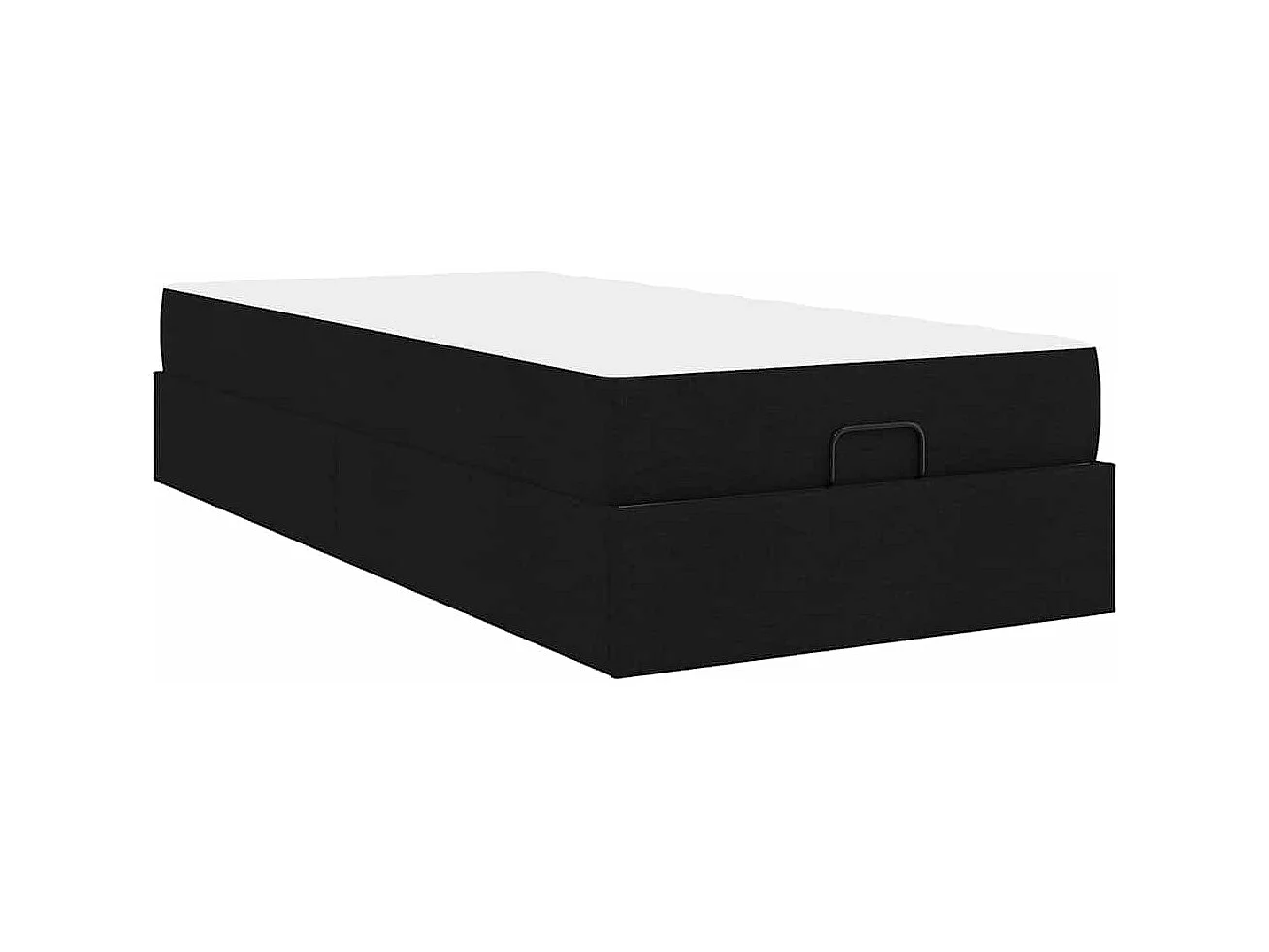 Cadre de lit avec matelas Noir 100 x 200 cm tissu