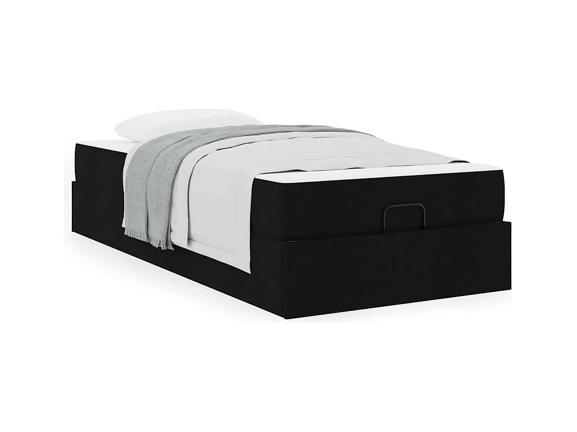 Bedframe met matras Zwarte stof 100 x 200 cm