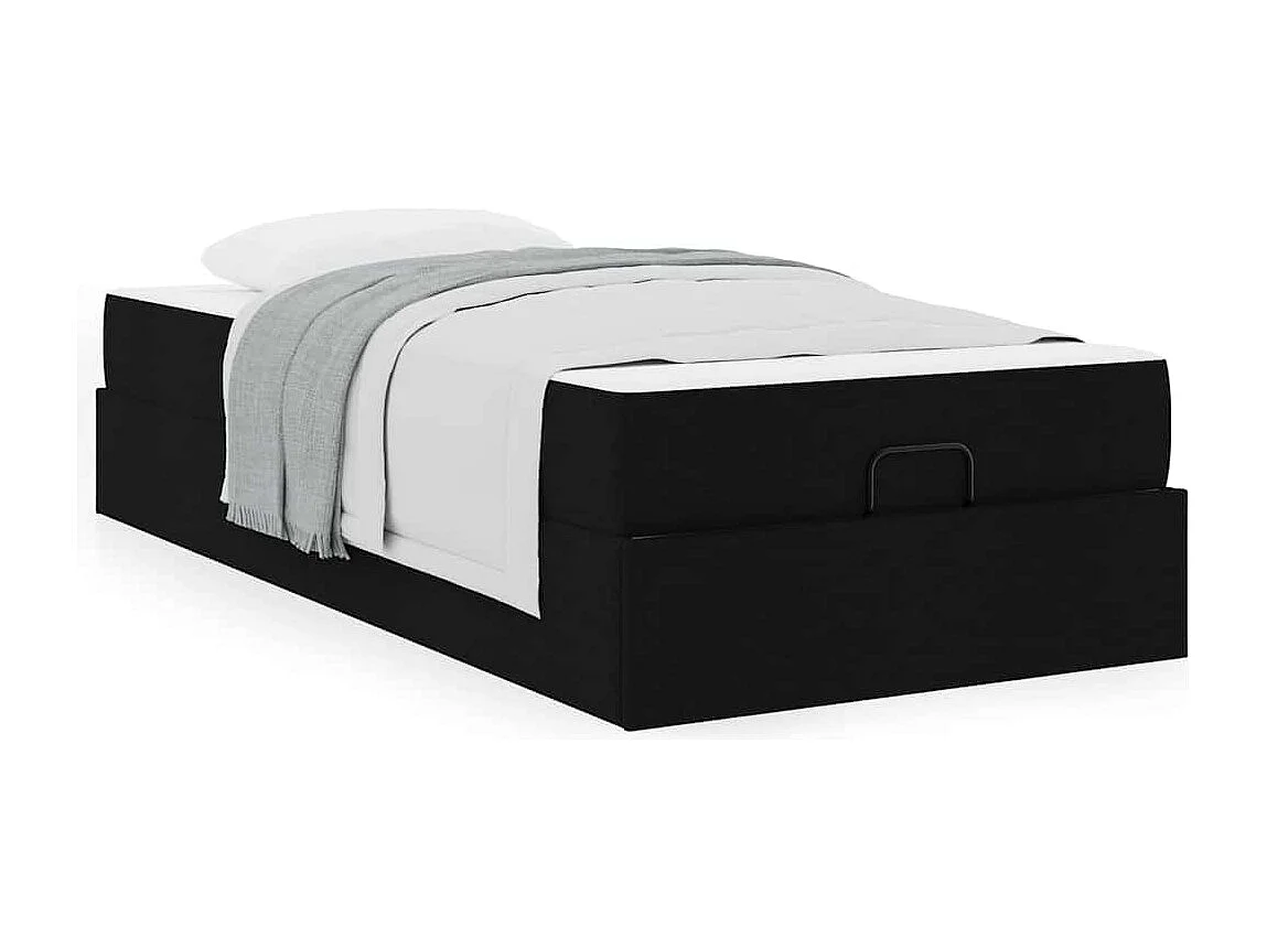 Cadre de lit avec matelas Noir 100 x 200 cm tissu