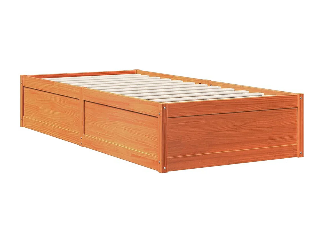 Lit bibliothèque sans matelas cire marron 90x200 cm pin massif