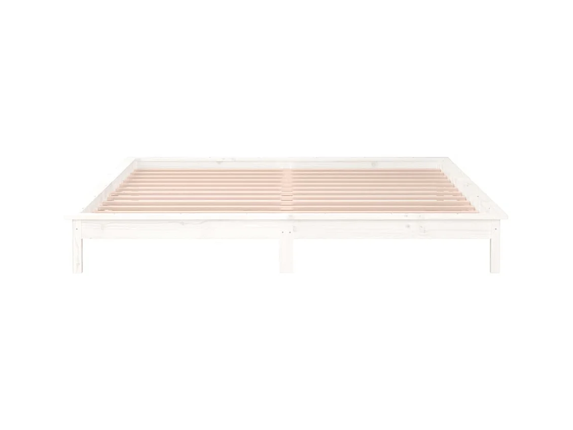 Estructura de cama LED sin colchón blanca 150x200 cm madera maciza