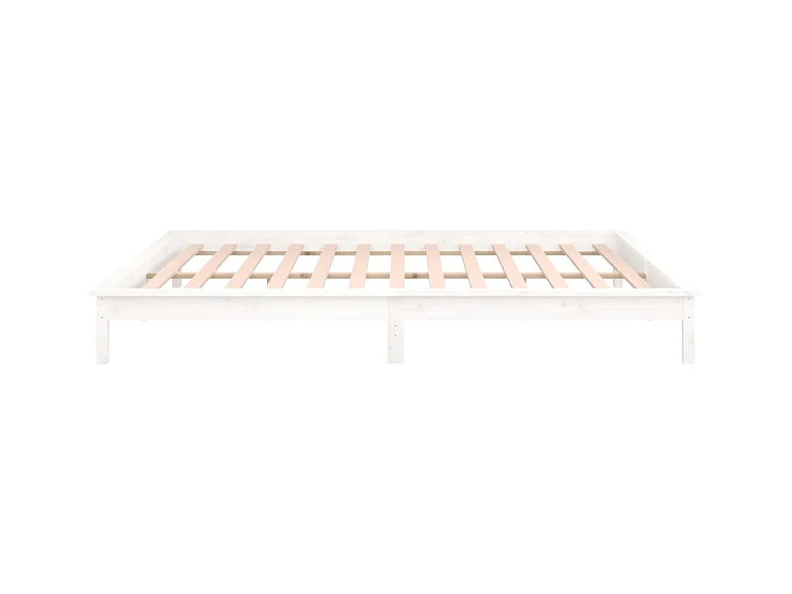 Estructura de cama LED sin colchón blanca 150x200 cm madera maciza