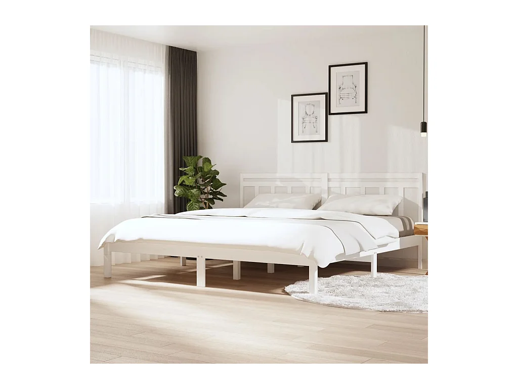 Struttura letto senza materasso in legno massello bianco 200x200 cm