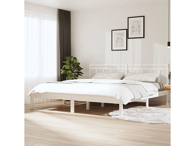 Bedframe zonder matras wit massief hout 200x200 cm