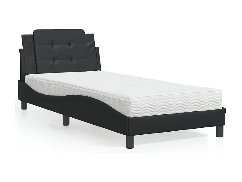 Letto con materasso nero 100x200 cm in similpelle