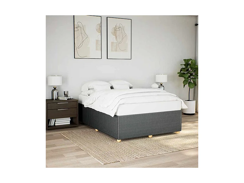 Bedframe zonder matras donkergrijs 140x190 cm stof