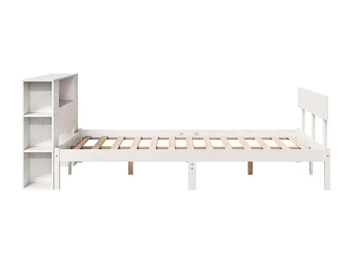 Letto libreria bianco senza materasso 150x200 cm in legno massello di pino
