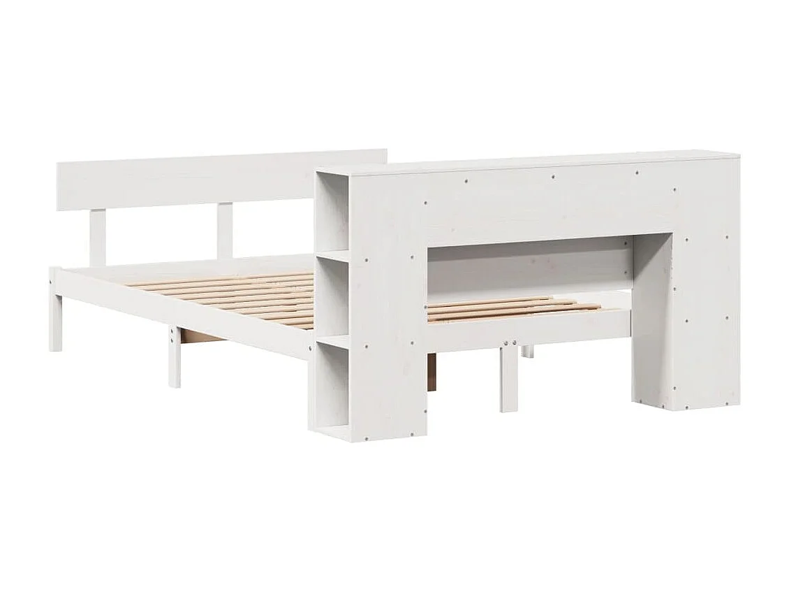 Letto libreria bianco senza materasso 150x200 cm in legno massello di pino