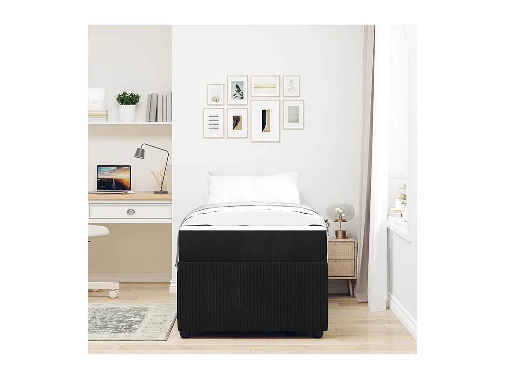 Bedframe met matras Zwart 90 x 200 cm Fluweel