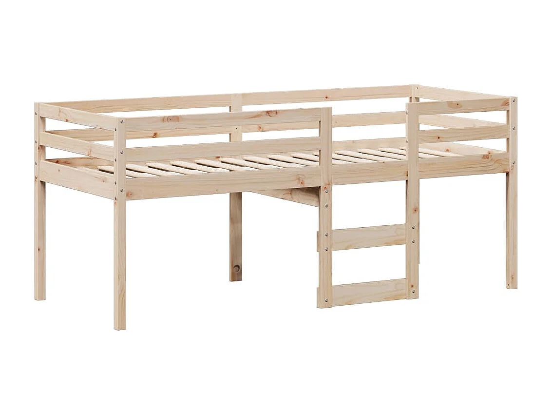 Cama alta sin colchón 80x200 cm madera maciza de pino