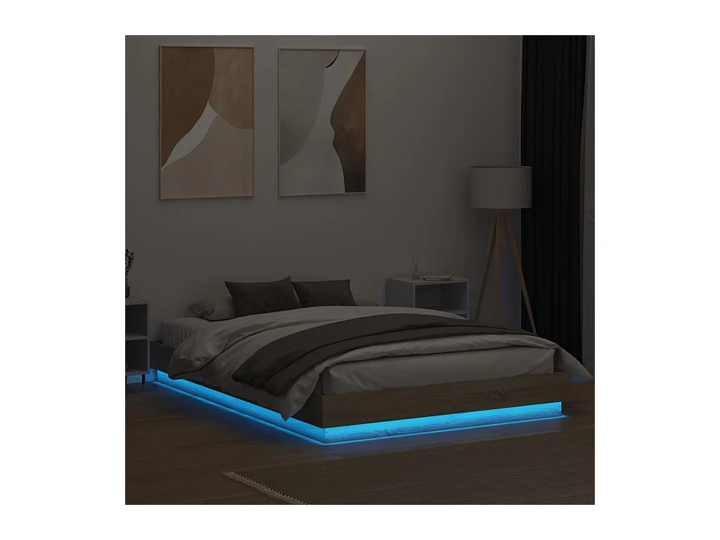 Bettgestell mit LED ohne Matratze Sonoma Eiche 150x200 cm