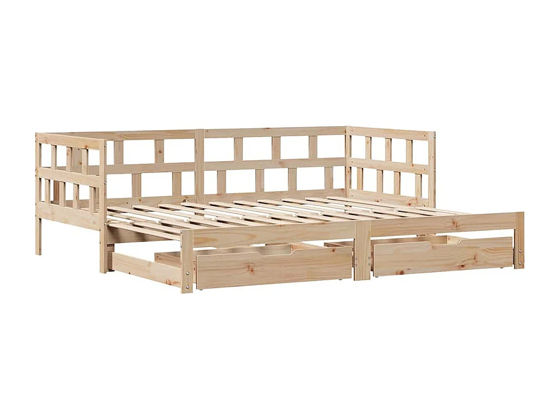 Lit de jour avec gigogne et tiroirs sans matelas 90x200 cm