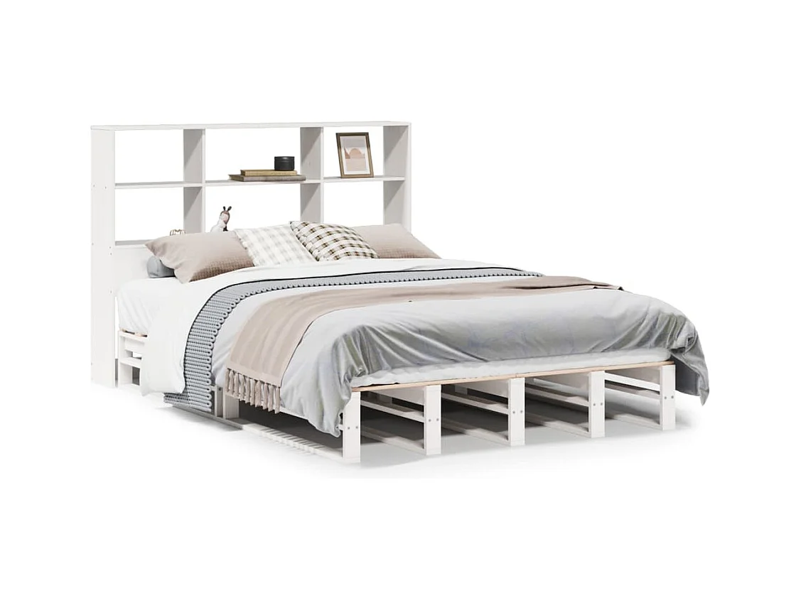 Wit boekenkastbed zonder matras 120x190 cm massief hout