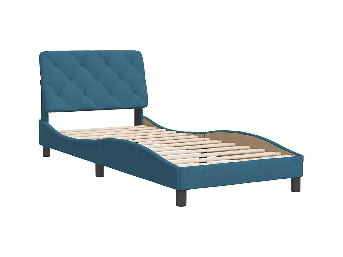 Struttura letto senza materasso blu 90x200 cm velluto