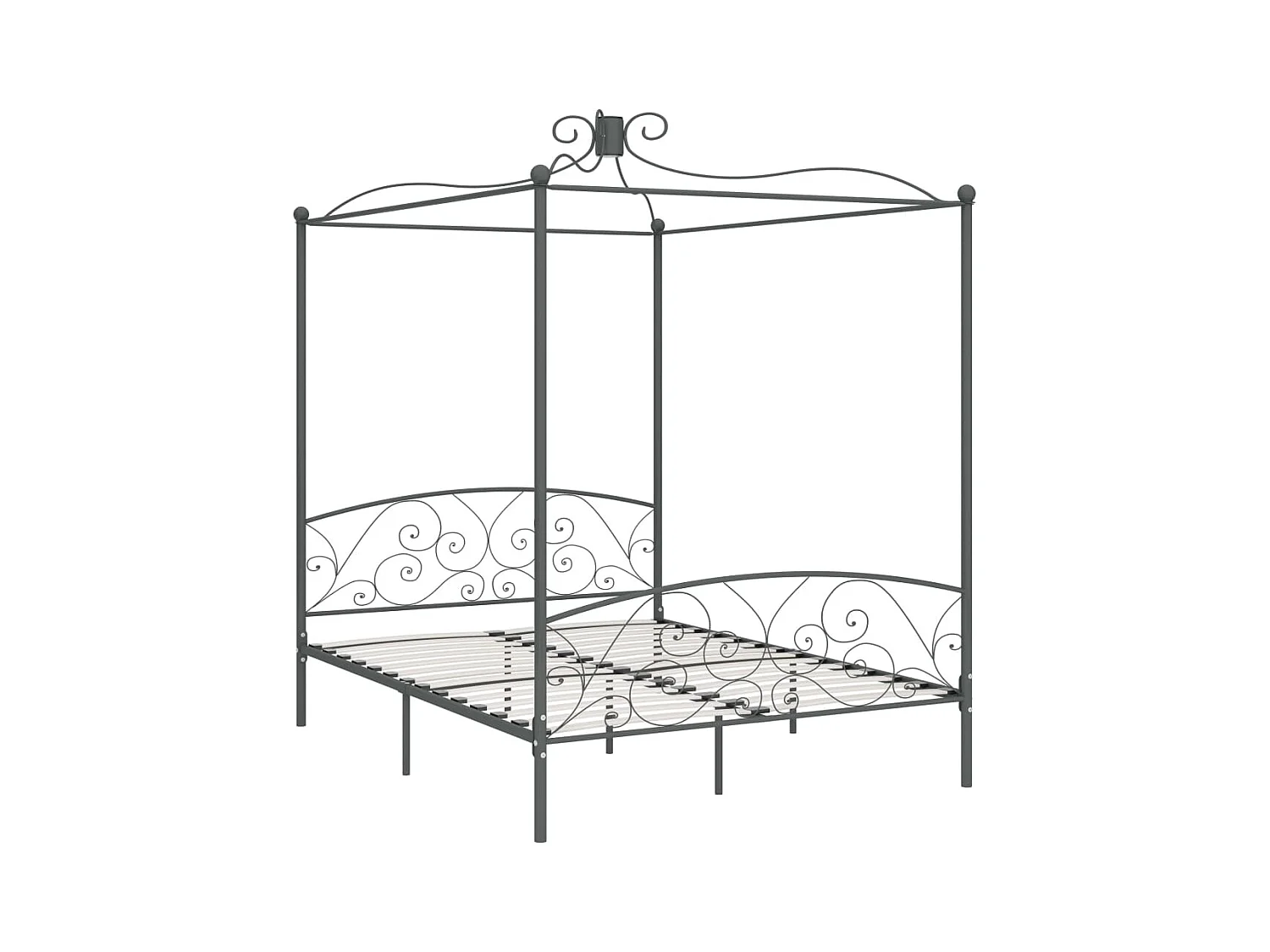 Struttura letto a baldacchino senza materasso in metallo grigio 160x200 cm