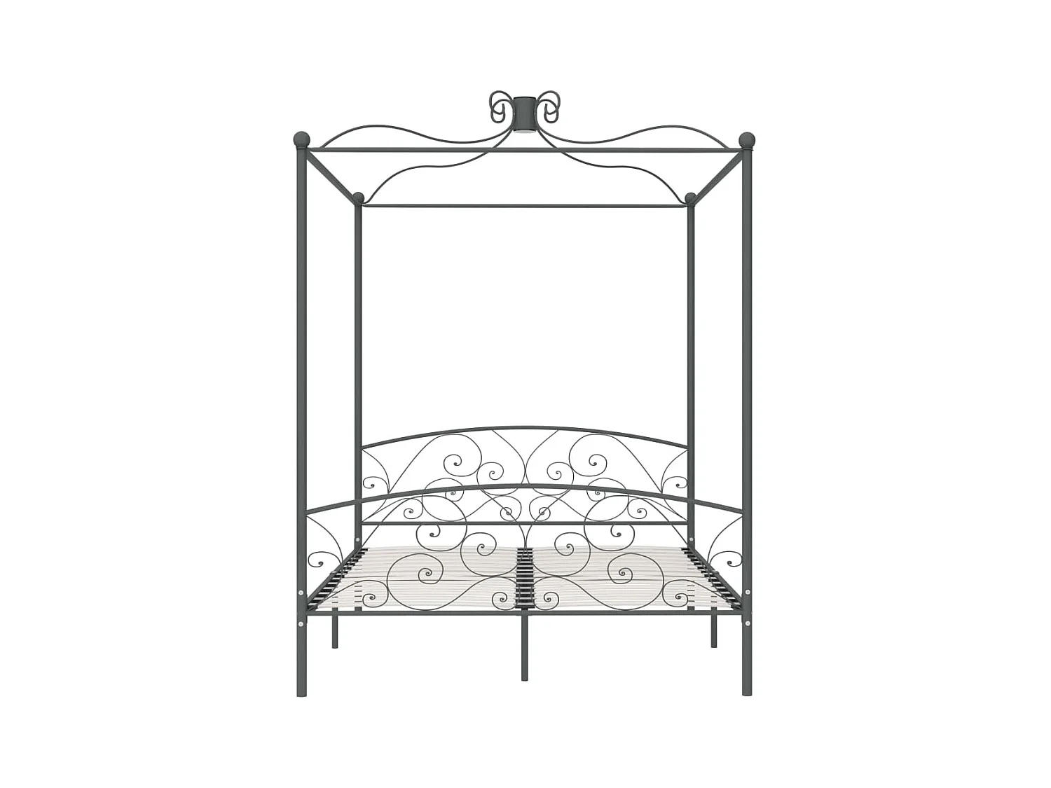 Struttura letto a baldacchino senza materasso in metallo grigio 160x200 cm
