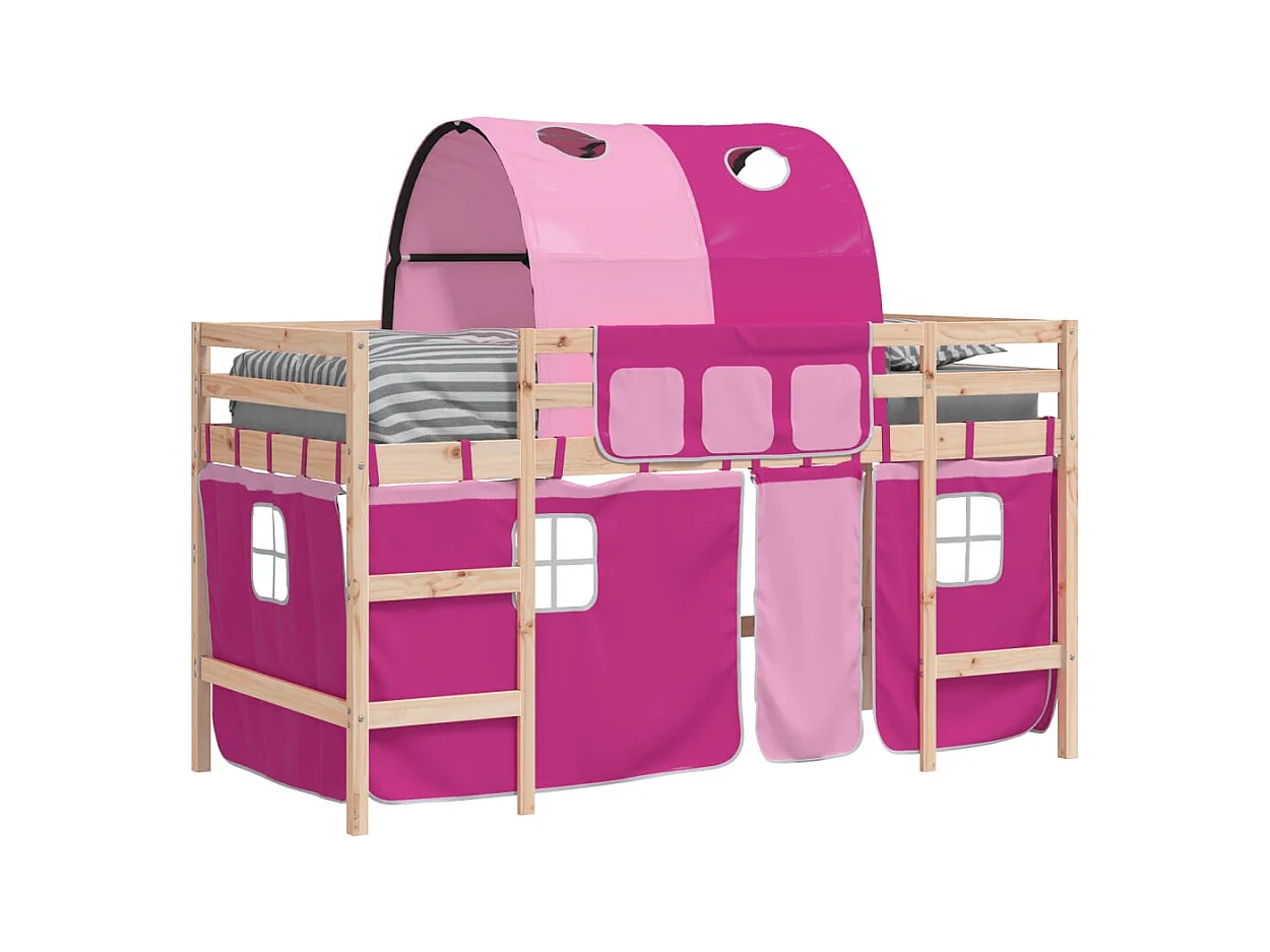Kinderhoogslaper met tunnel zonder matras roze 90x190 cm