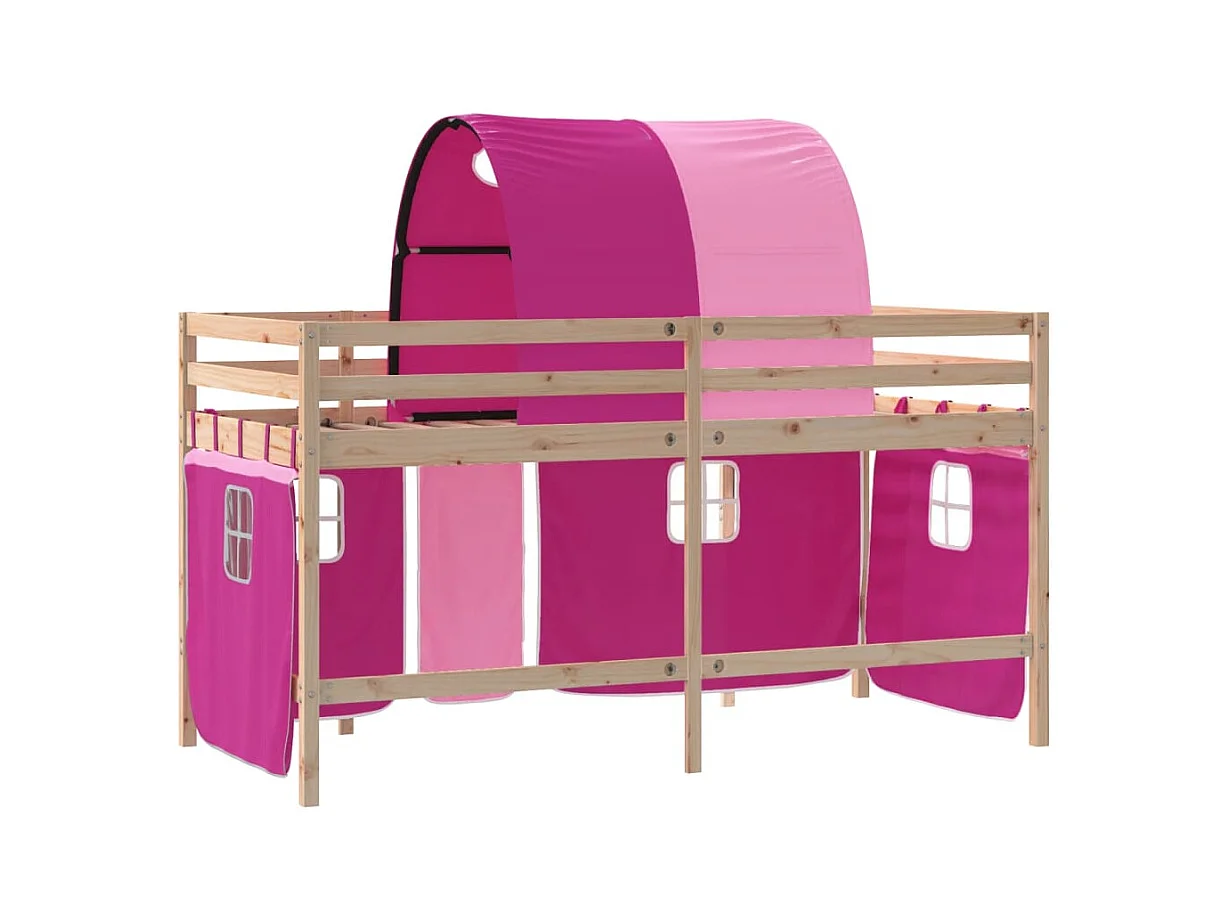 Kinderhoogslaper met tunnel zonder matras roze 90x190 cm