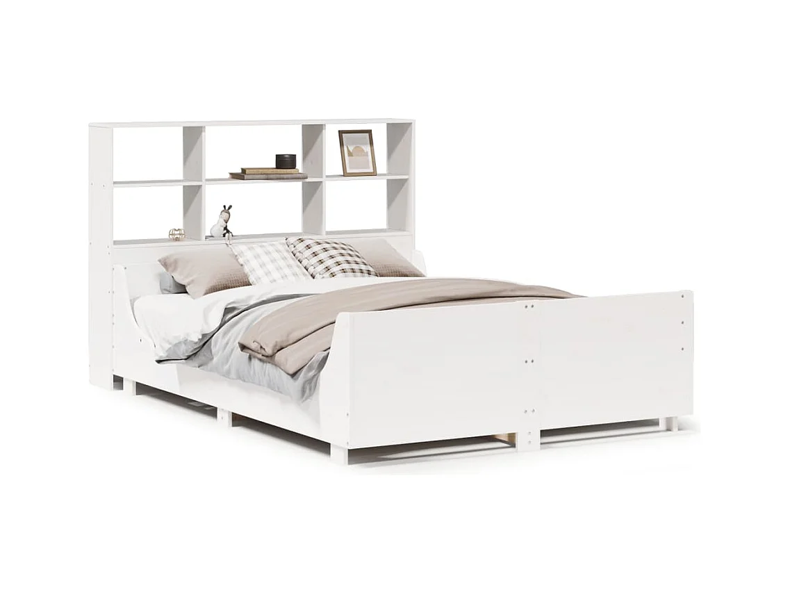 Wit boekenkastbed zonder matras 140x190 cm massief hout