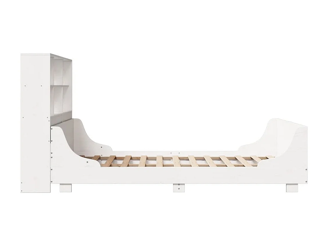 Lit bibliothèque sans matelas blanc 140x190 cm bois massif