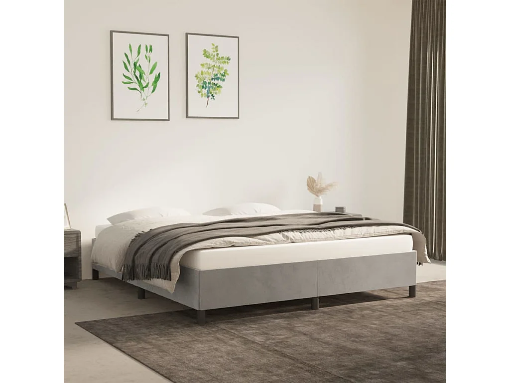 Struttura letto senza materasso grigio chiaro 160x200 cm velluto