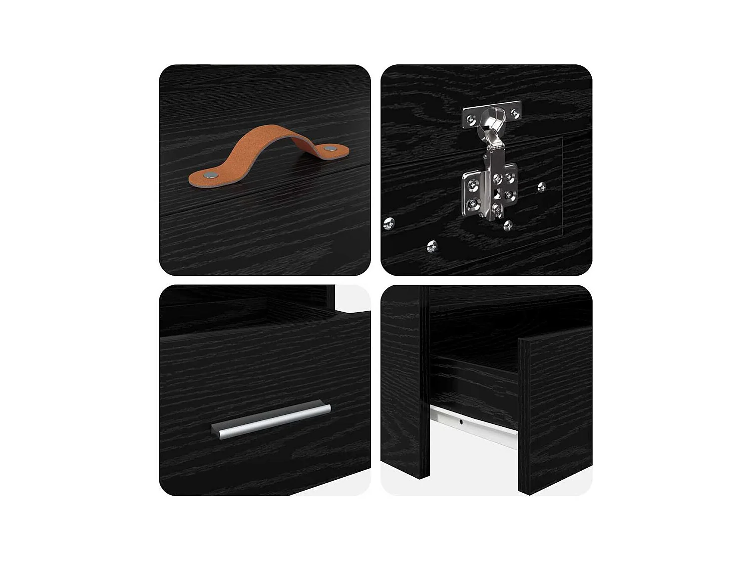 Struttura letto con contenitore Rovere nero 90 x 200 cm Legno ingegnerizzato