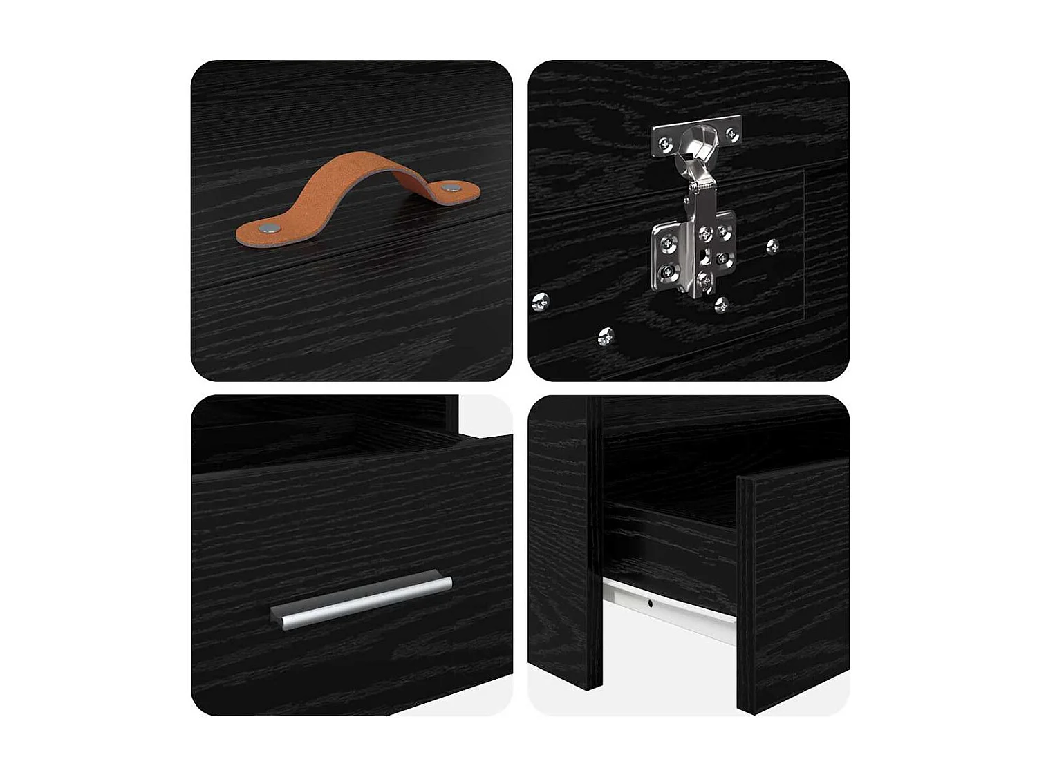 Struttura letto con contenitore Rovere nero 90 x 200 cm Legno ingegnerizzato