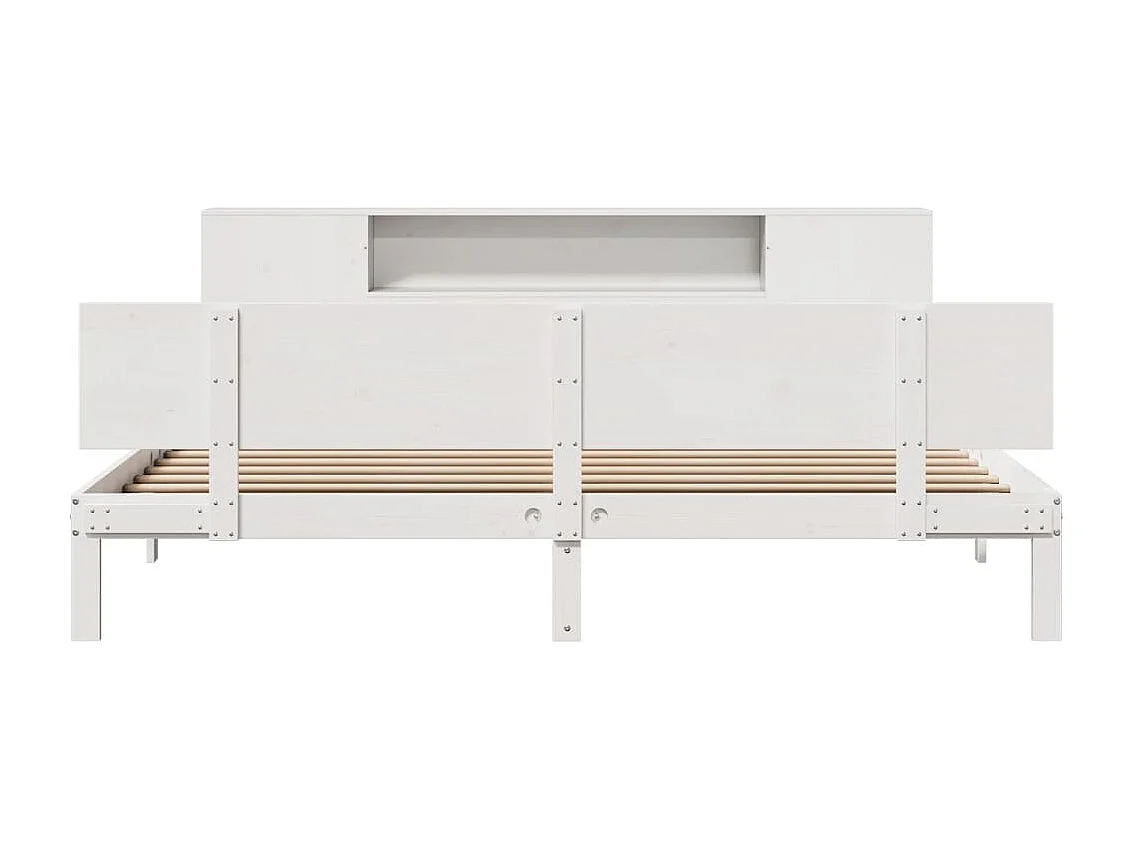 Lit bibliothèque sans matelas blanc 180x200 cm bois pin massif