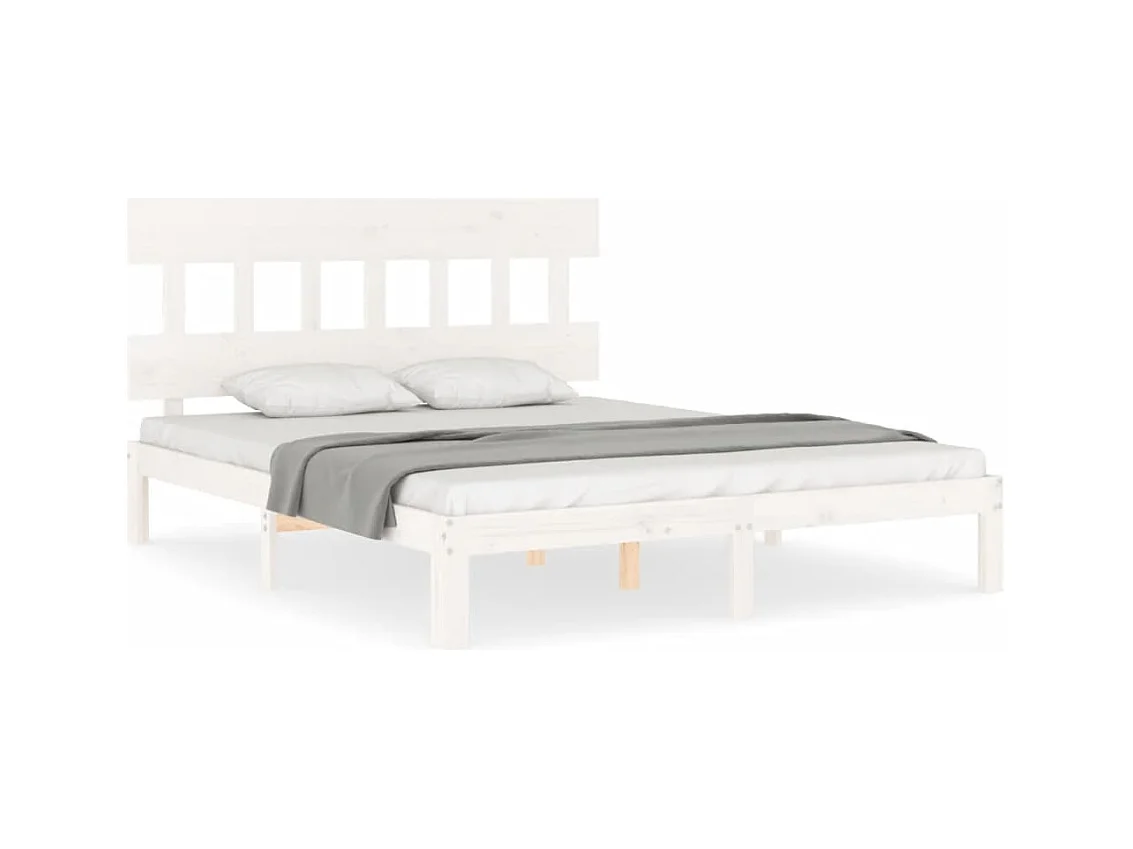 Bedframe zonder matras wit 160x200 cm massief grenenhout