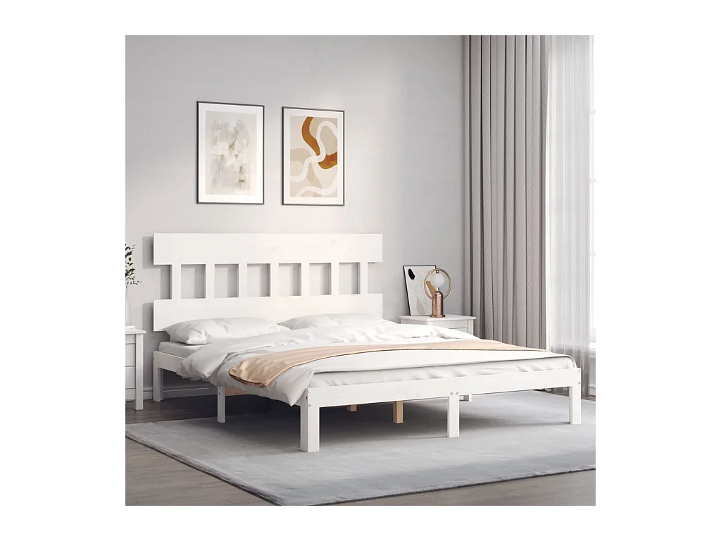 Bedframe zonder matras wit 160x200 cm massief grenenhout