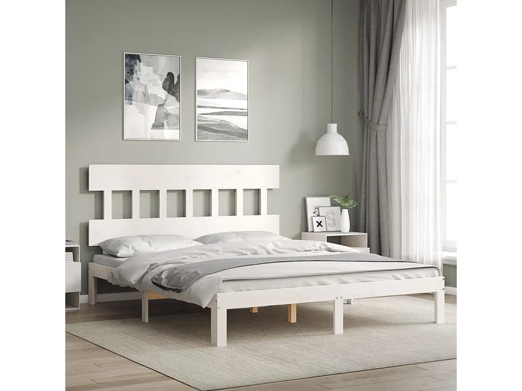 Bedframe zonder matras wit 160x200 cm massief grenenhout