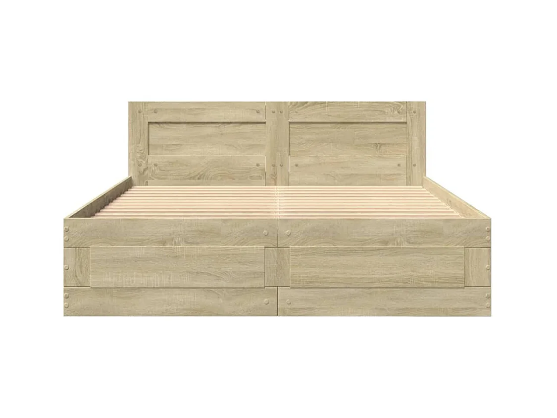 Bedframe en hoofdbord zonder matras Sonoma eiken 120x200cm