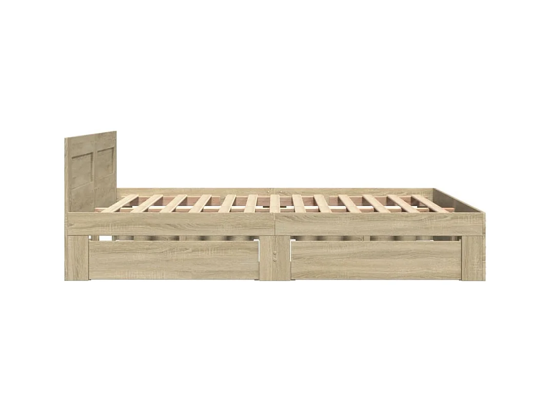 Bedframe en hoofdbord zonder matras Sonoma eiken 120x200cm
