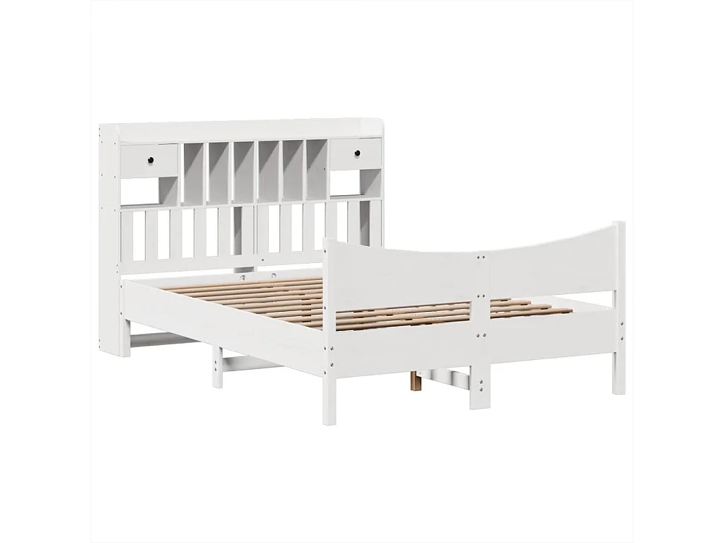 Estructura de cama sin colchón blanca 140x190 cm madera maciza de pino