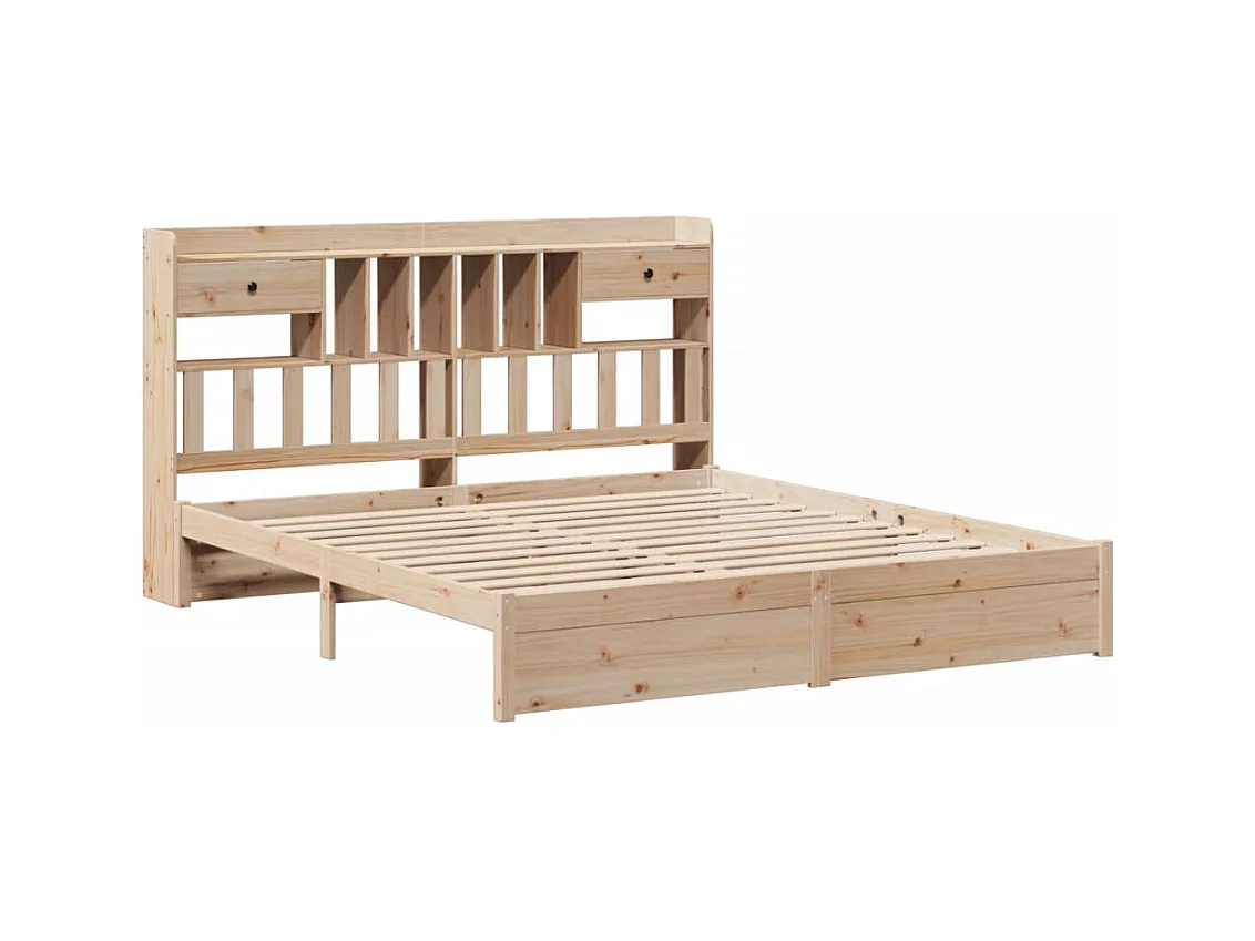 Letto a libreria senza materasso 180x200 cm in legno massello di pino