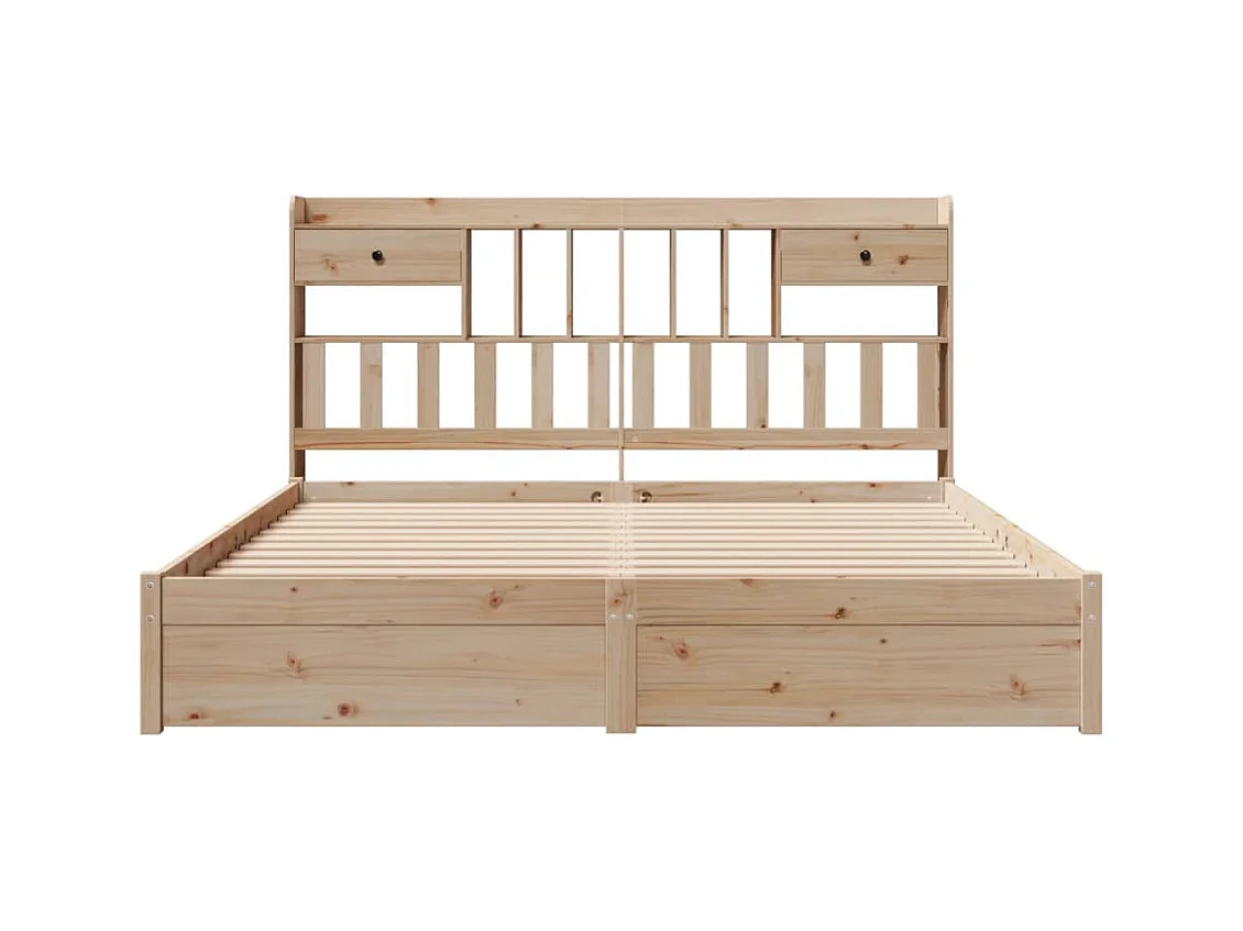 Letto a libreria senza materasso 180x200 cm in legno massello di pino