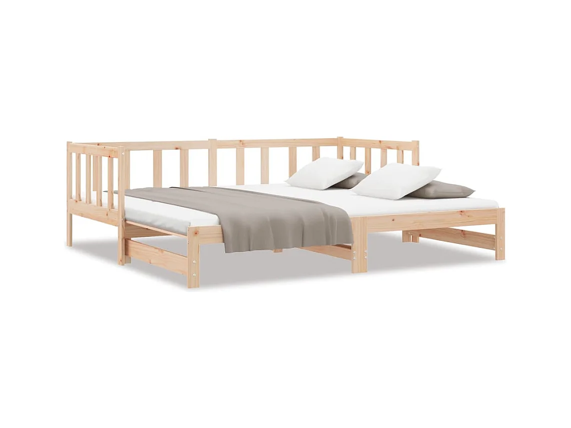 Dagbed en uitschuifbed zonder matras 90x190 cm massief hout