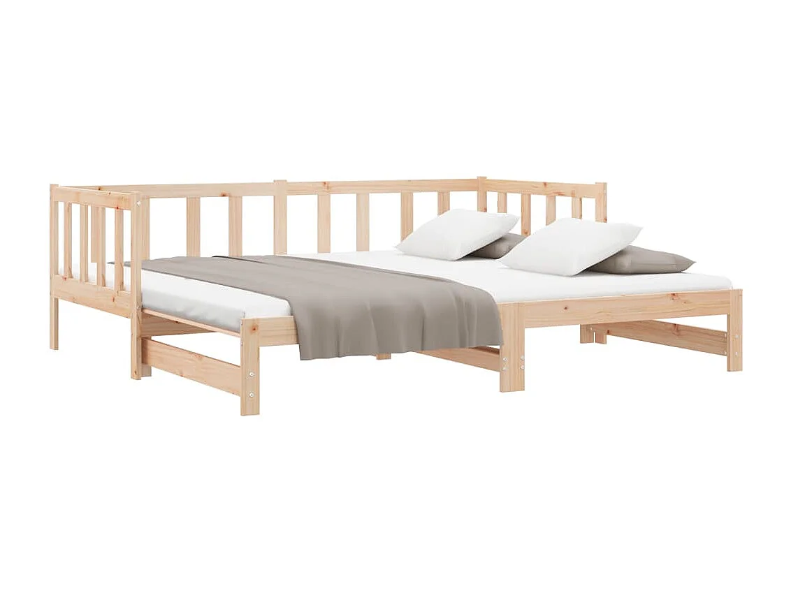 Dagbed en uitschuifbed zonder matras 90x190 cm massief hout