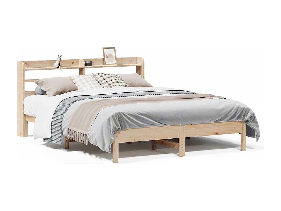 Estructura de cama sin colchón 135x190 cm madera maciza de pino
