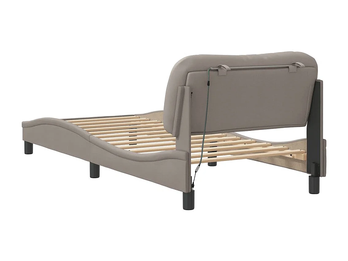 Struttura letto con LED senza materasso in tessuto tortora 90x200 cm