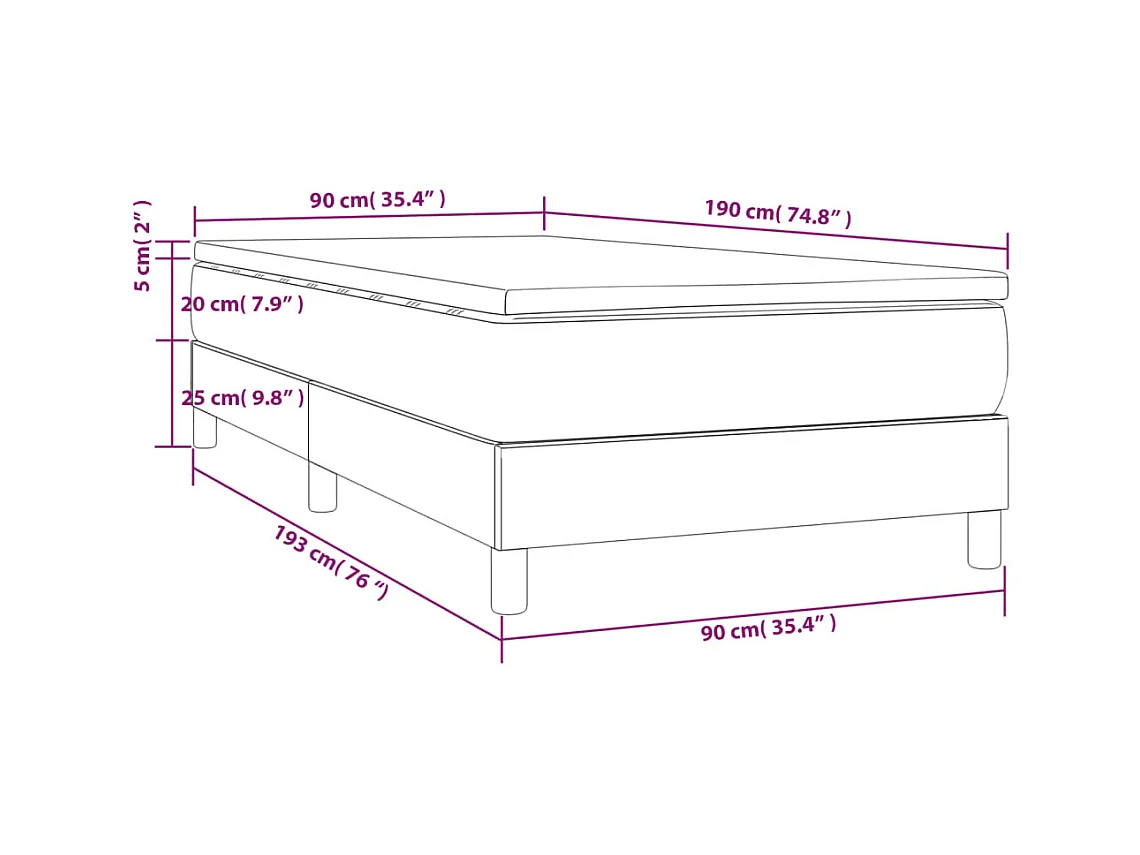 Lattenbodem met matras Zwart 90x190 cm Fluweel
