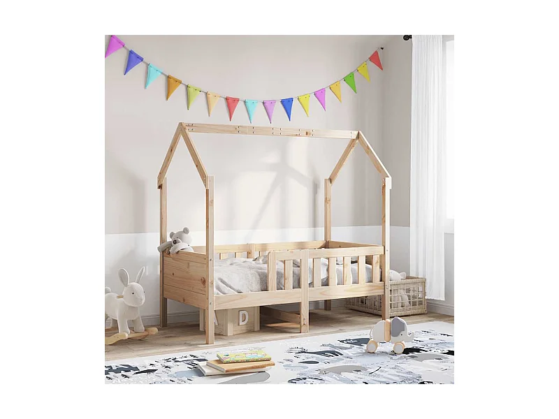 Kinderbedframe huisvorm zonder matras grenen