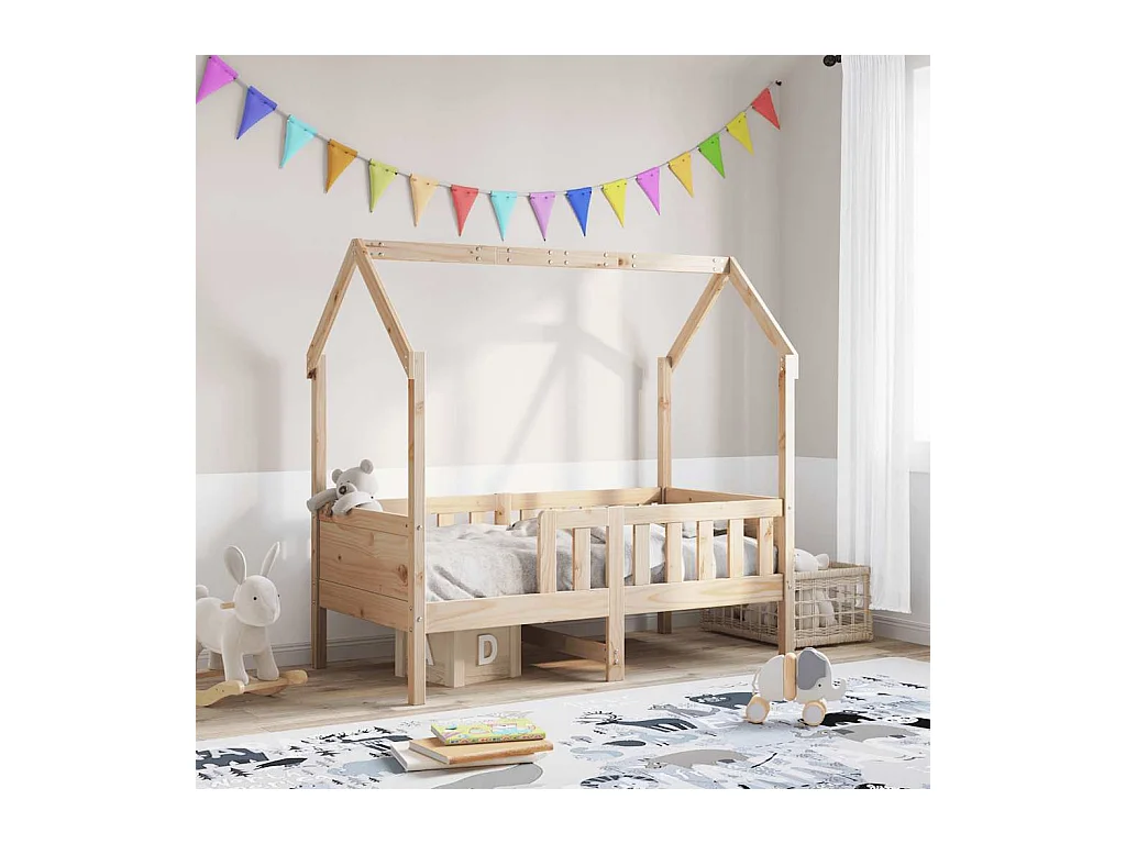 Kinderbedframe huisvorm zonder matras grenen