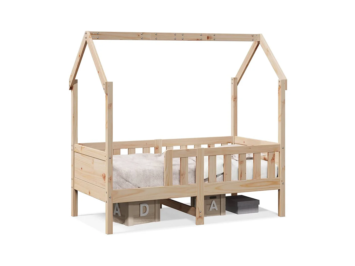 Kinderbedframe huisvorm zonder matras grenen