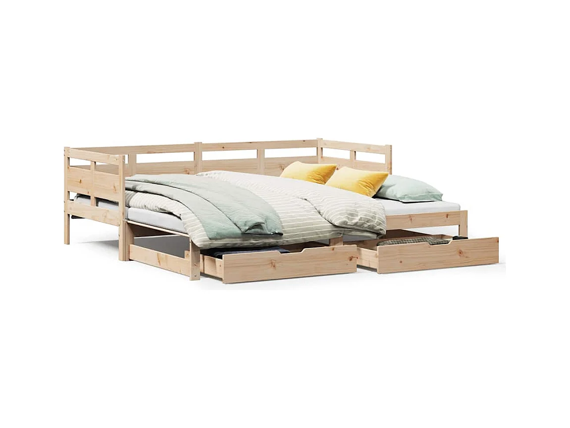 Dagbed met onderschuifbed en lades zonder matras 90x190 cm