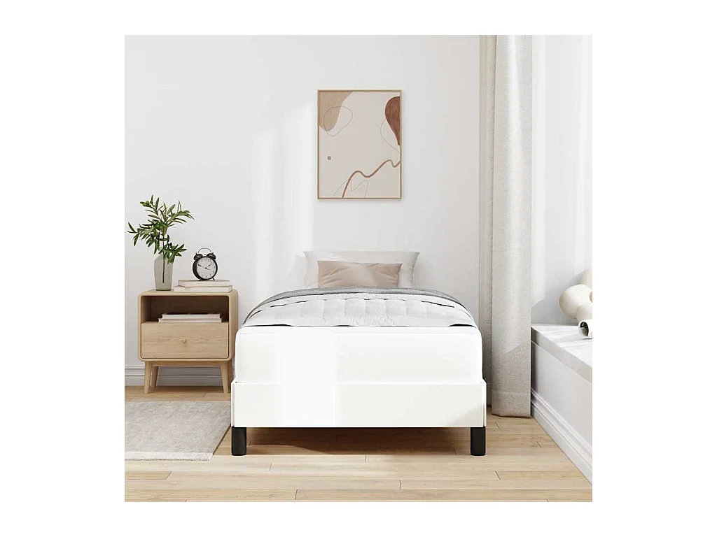 Bed met matras Zuiver wit 100 x 200 cm Kunstleer