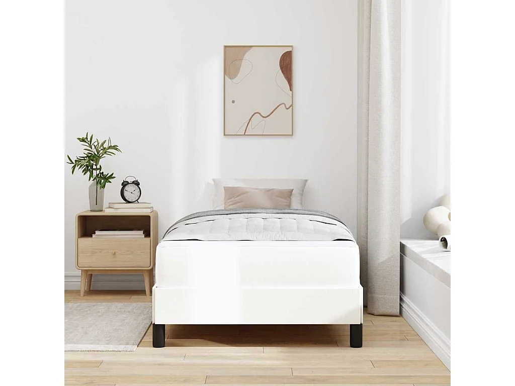 Lit avec matelas Blanc pur 100 x 200 cm Faux cuir