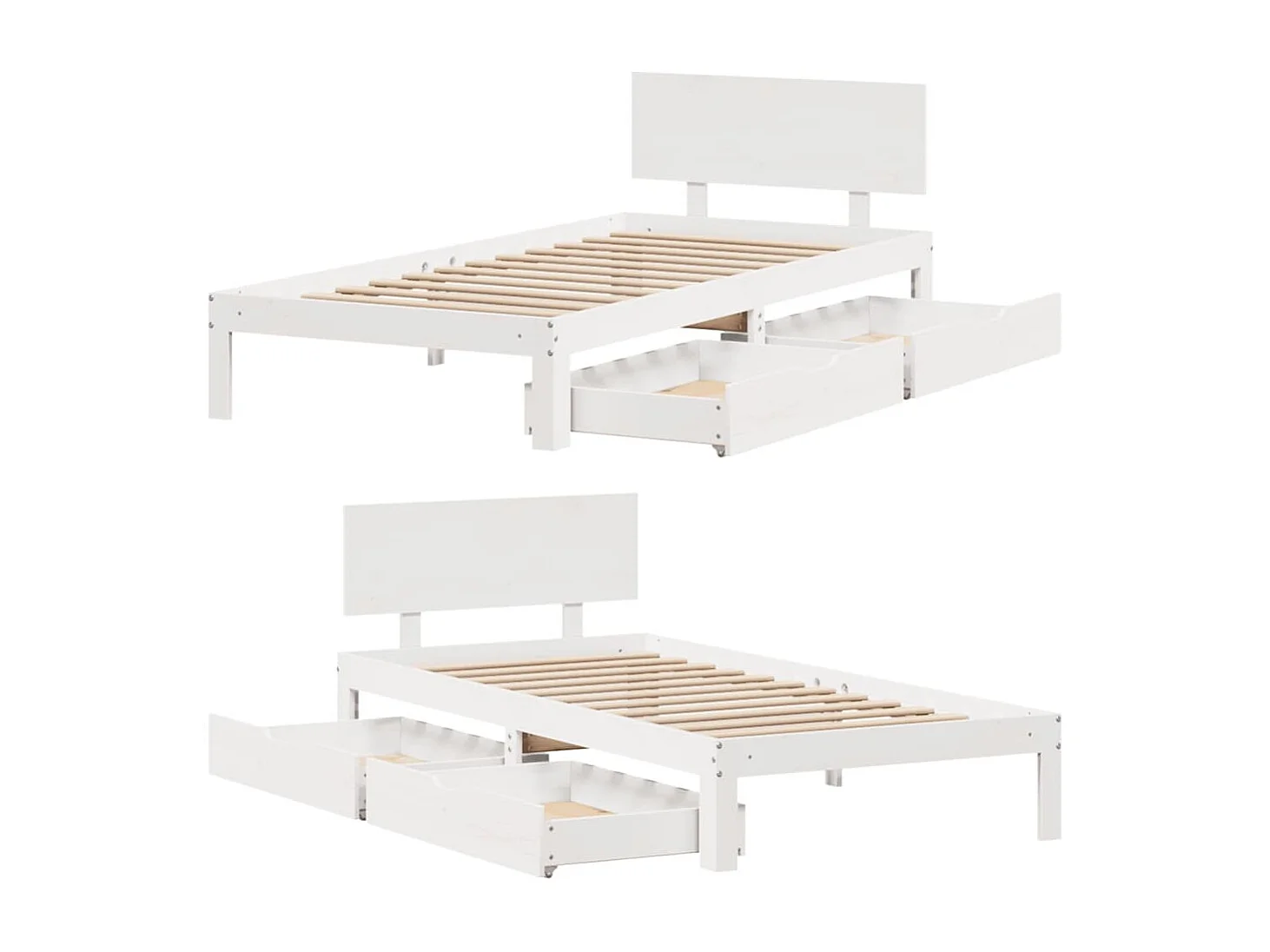 Estructura de cama con cajones sin colchón blanca 100x200 cm