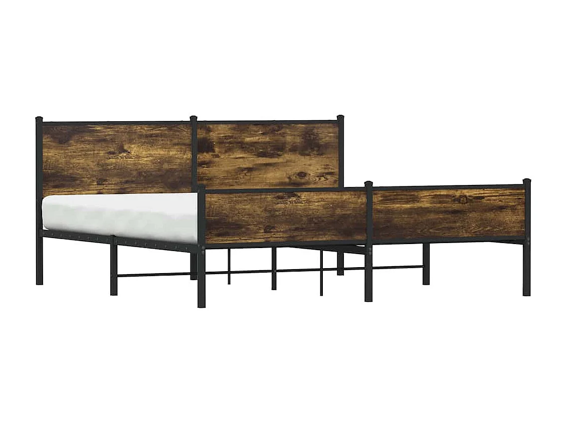 Struttura letto in metallo senza materasso rovere affumicato 160x200 cm