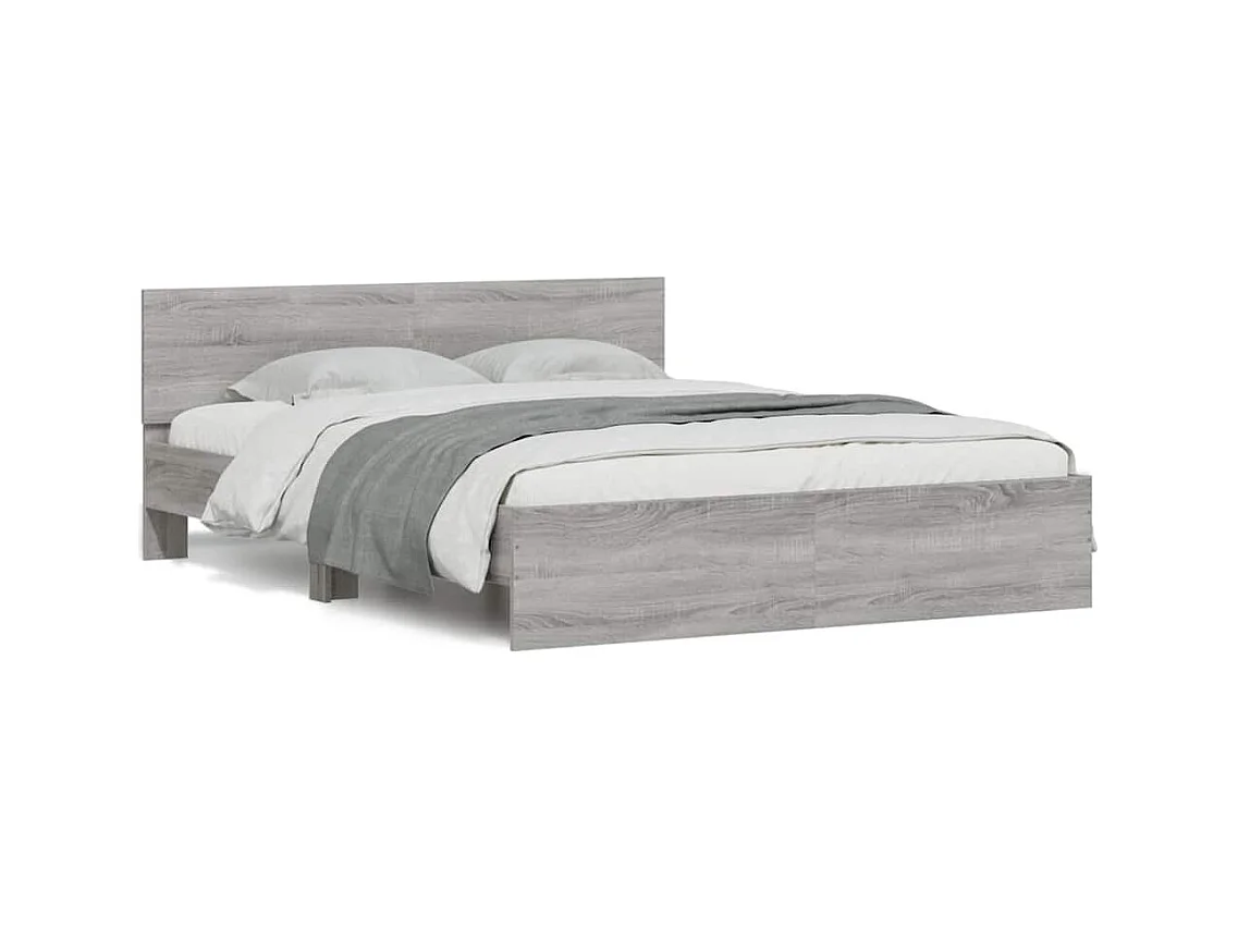 Bedframe met hoofdbord en LED Sonoma Grey 150x200 cm